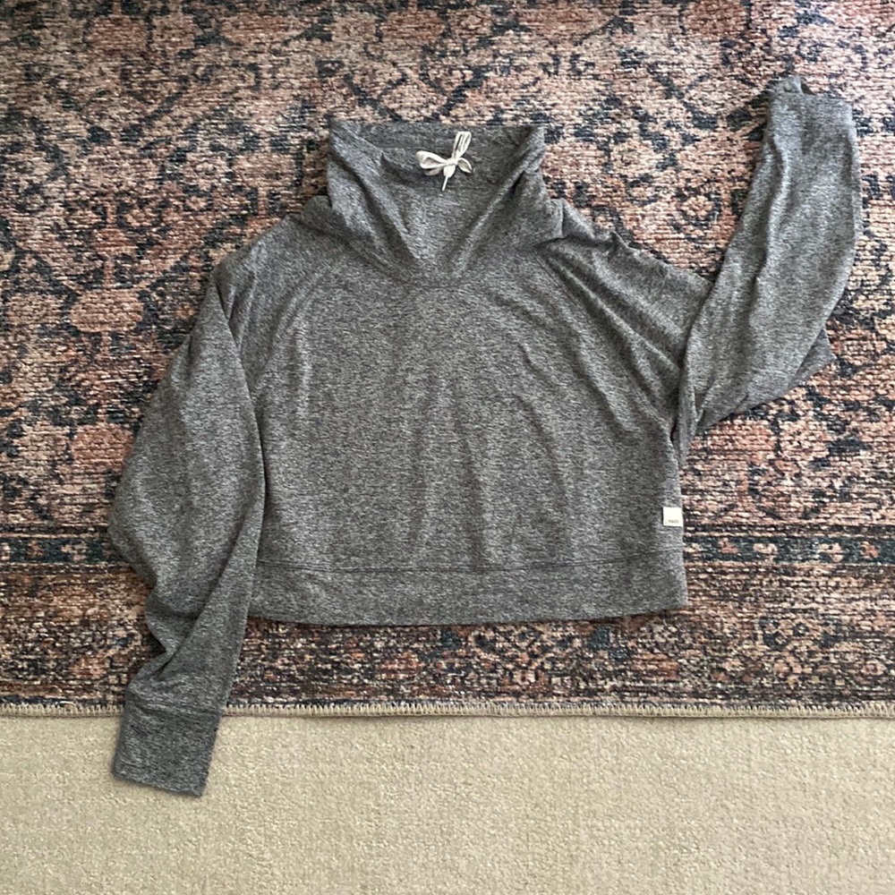 Gray Crop Funnel Neck Pullover Top